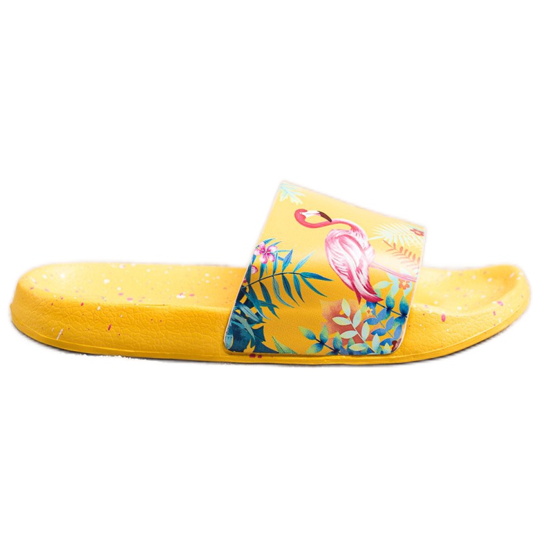 Bona Des tongs à la mode avec un flamant rose jaune
