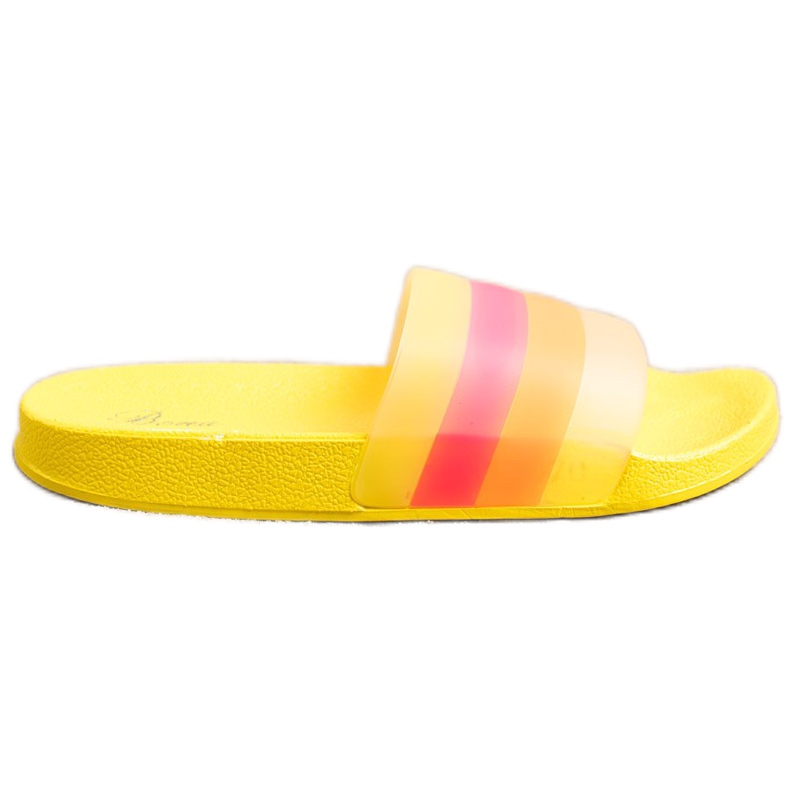 Bona Tongs confortables à rayures colorées jaune