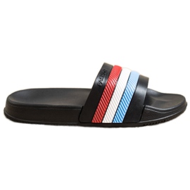Bona Pantoufles À Rayures Colorées noir