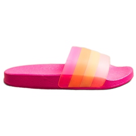 Bona Tongs confortables à rayures colorées rose Bona Tongs confortables à rayures colorées rose