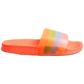 Bona Tongs confortables à rayures colorées orange