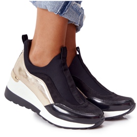 PE1 Baskets Compensées Noir et Or City Beat