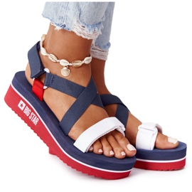 Sandales compensées en mousse Big Star HH274A084 bleu marine rouge