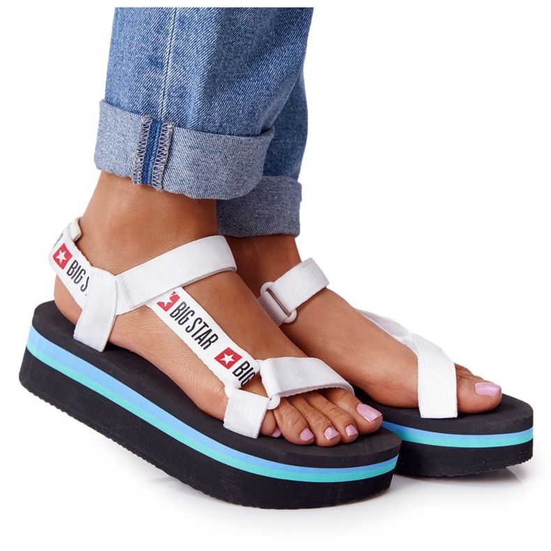 Sandales en mousse sur la plateforme Big Star HH274A087 noir et blanc blanche le noir