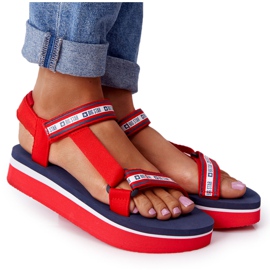 Sandales en mousse sur la plate-forme rouge Big Star HH274A102 bleu marine