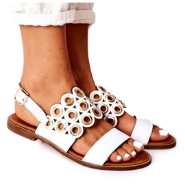 Sandales Cuir Ajourées Lewski Shoes 3042 Blanc