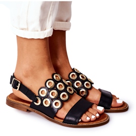 Sandales Cuir Ajourées Lewski Shoes 3042 Noir