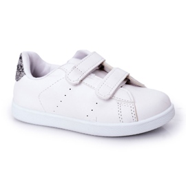 Baskets Enfant Avec Velcro Blanc et Argent Cute Girl