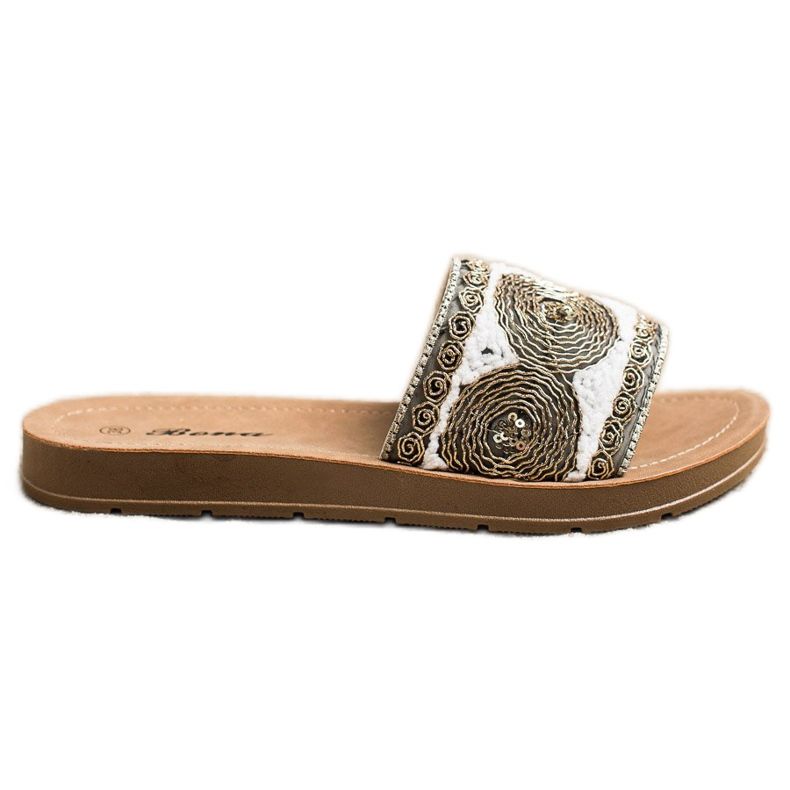 Bona Pantoufles élégantes blanche gris