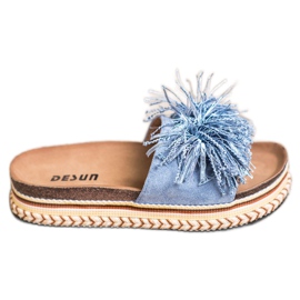 SHELOVET Pantoufles À La Mode Avec Franges bleu