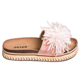 SHELOVET Pantoufles À La Mode Avec Franges rose SHELOVET Pantoufles À La Mode Avec Franges rose