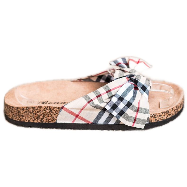 Bona Chaussons Avec Nœud À Carreaux multicolore Bona Chaussons Avec Nœud À Carreaux multicolore