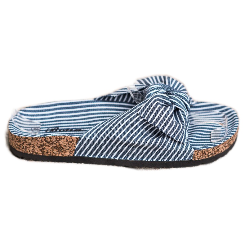 Bona Chaussons À Noeud Rayé blanche bleu