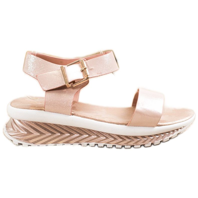 Groto Gogo Sandales Sur La Plateforme Avec Des Paillettes beige d'or