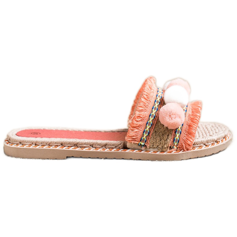 SHELOVET Chaussons à pompons orange SHELOVET Chaussons à pompons orange