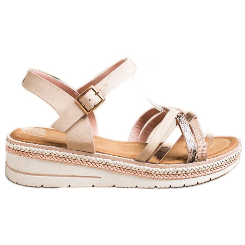 Groto Gogo Sandales à la mode sur un coin bas beige rose