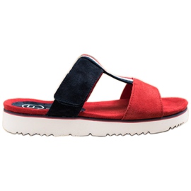 Filippo Pantoufles en cuir rouge bleu marin