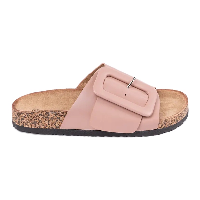 Pantoufles En Cuir Éco Avec Boucle rose