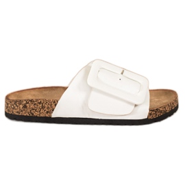 SHELOVET Pantoufles En Cuir Éco Avec Boucle blanc