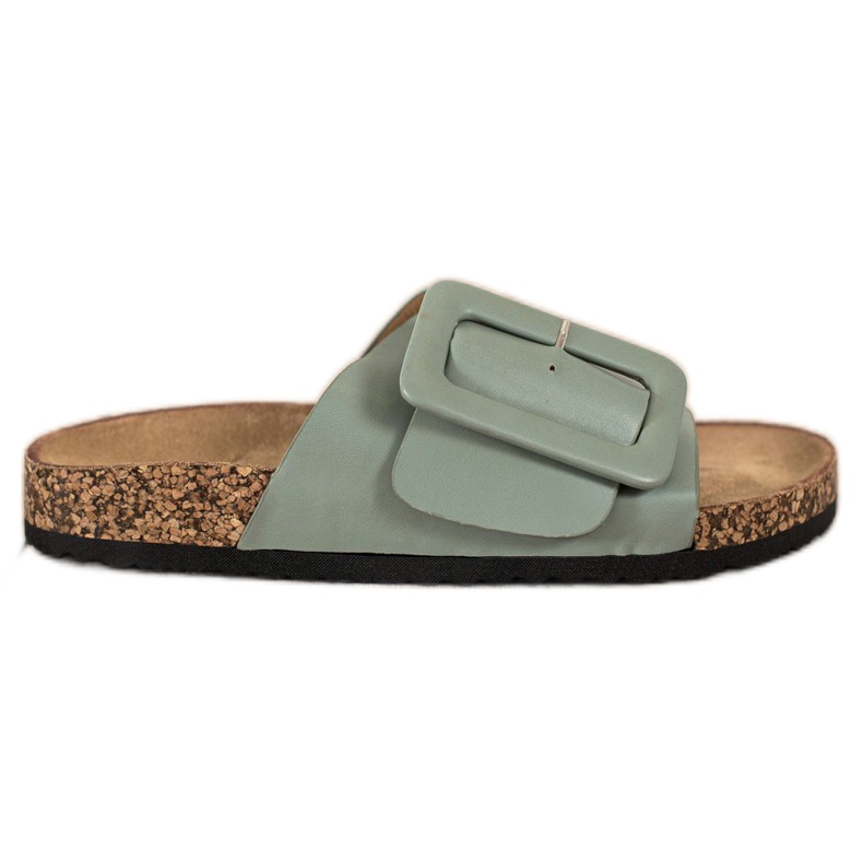 SHELOVET Pantoufles En Cuir Éco Avec Boucle vert