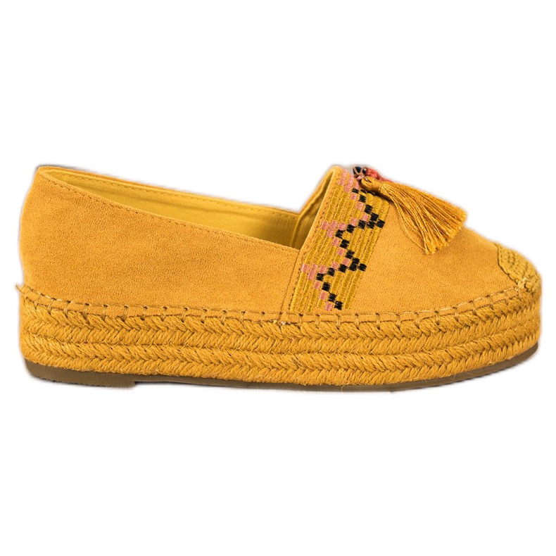 Coura Espadrilles En Daim À Franges jaune