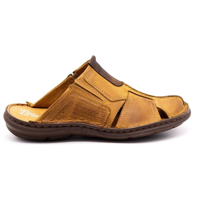 Polbut Chaussons pour hommes en cuir 312 rouge multicolore orange Polbut Chaussons pour hommes en cuir 312 rouge multicolore orange