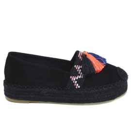 Noir 1735 Espadrilles noires à franges