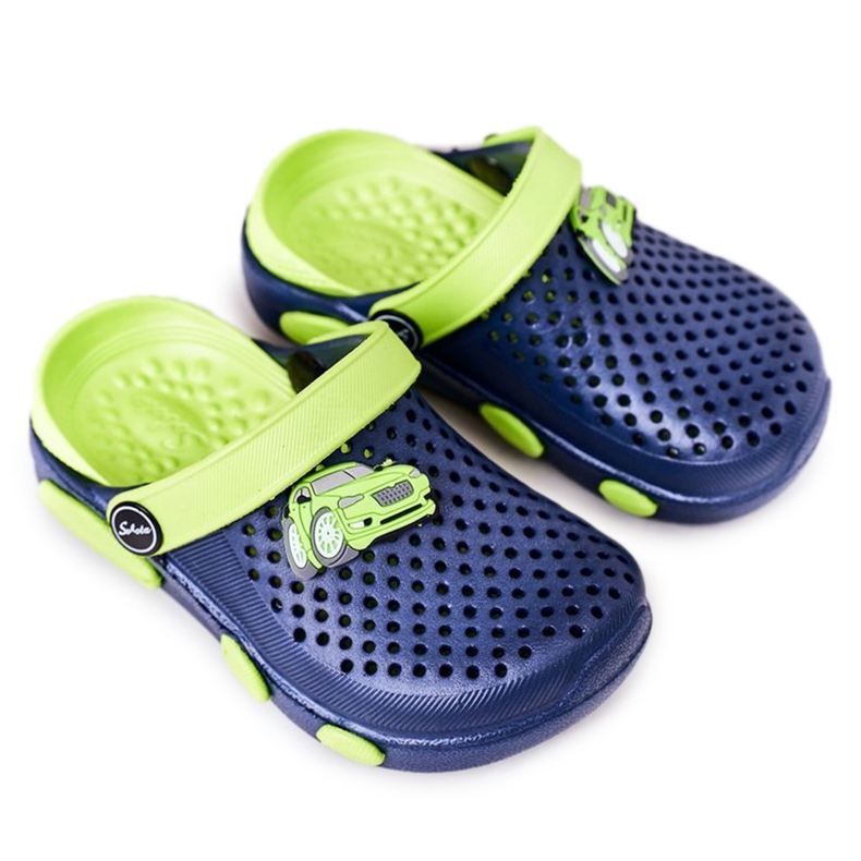 Chaussons Mousse Enfant Kroks Bleu Marine-Vert Oliver