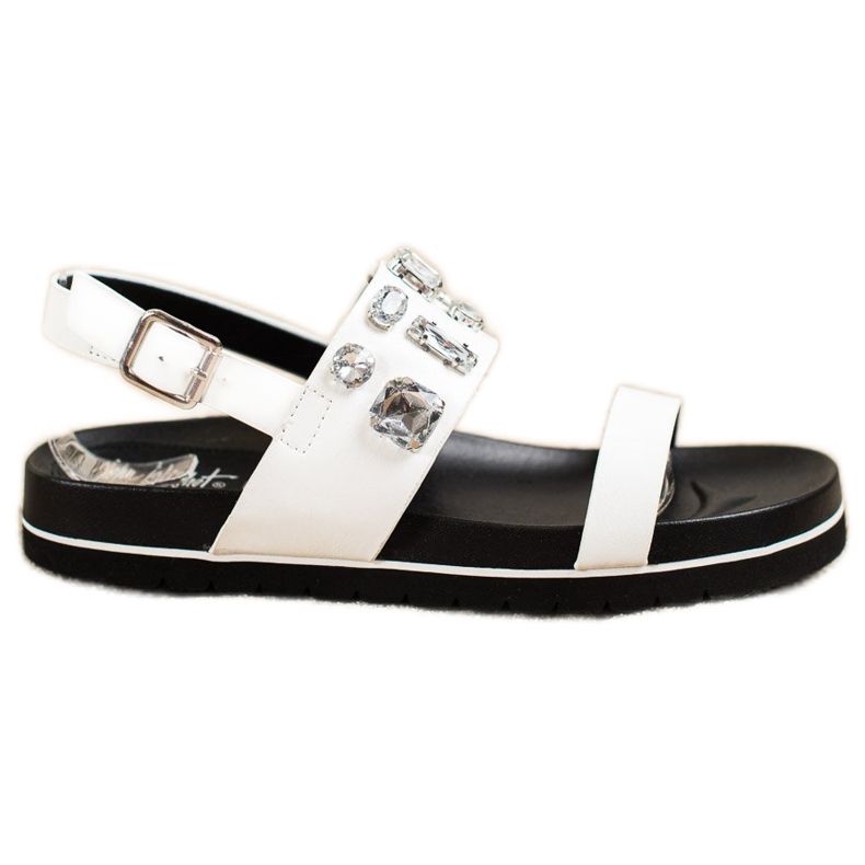 SHELOVET Sandales Blanches Avec Cristaux SHELOVET Sandales Blanches Avec Cristaux