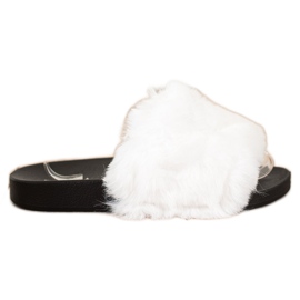 Bona Tongs décontractées avec fourrure blanc