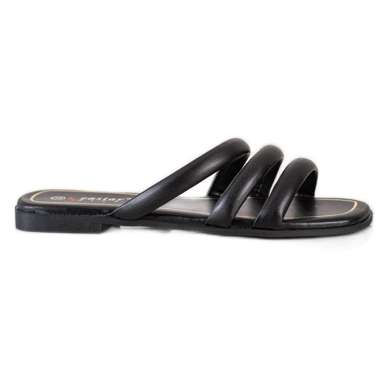 Seastar Pantoufles En Cuir Éco Avec Lanières le noir Seastar Pantoufles En Cuir Éco Avec Lanières le noir