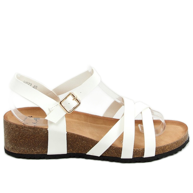 Sandales blanches sur talon compensé en liège H072 Blanco