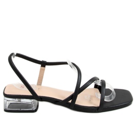 Sandales sur talon transparent noir TU161P Noir le noir