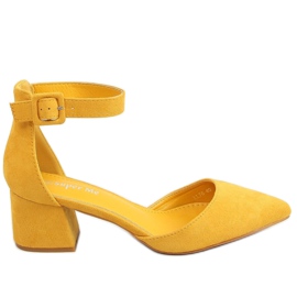 Escarpins à talons larges en miel LL76 Jaune