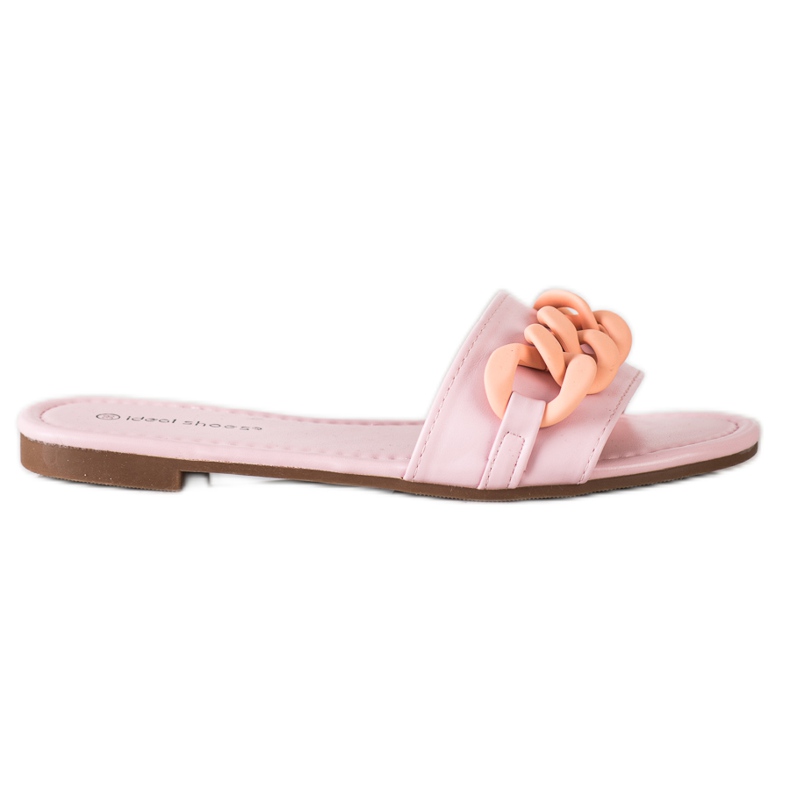 Ideal Shoes Pantoufles roses à la mode
