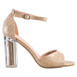Renda Sandales à talon transparent beige Renda Sandales à talon transparent beige