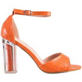Renda Sandales à talon transparent orange