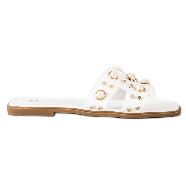 SHELOVET Pantoufles À La Mode Avec Strass blanche