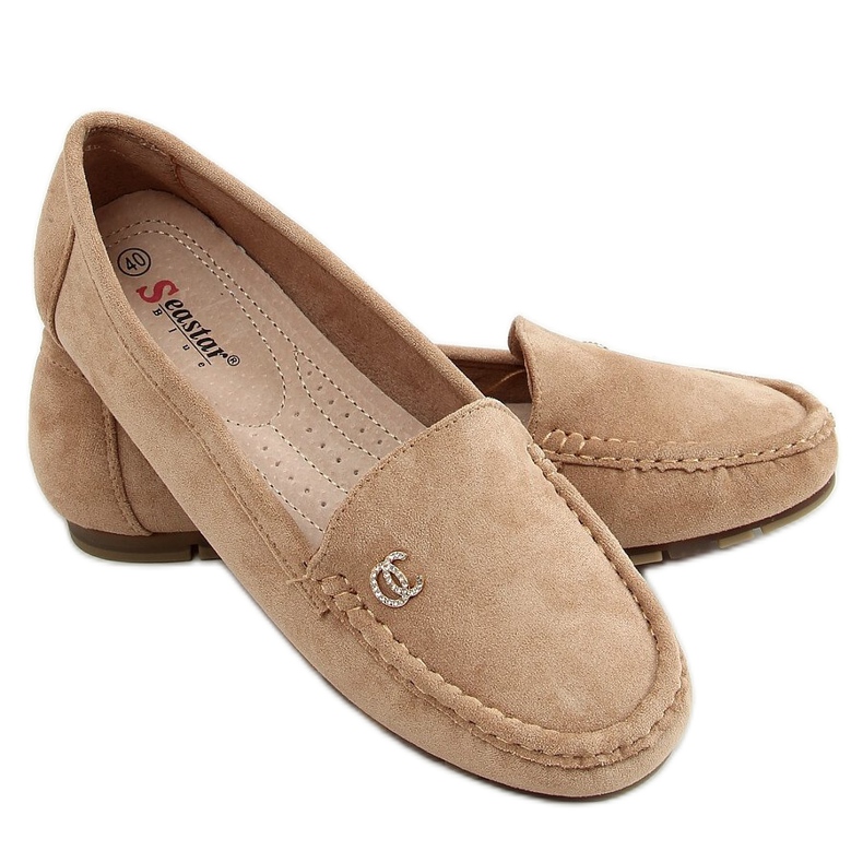 Mocassins femme beige foncé GS14P Kaki