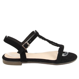 Sandales en daim noir Z5721 Noir