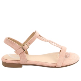 Sandales en daim rose Z5721 Rose