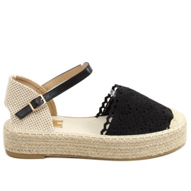 Espadrilles noires en dentelle 919-4 Noir