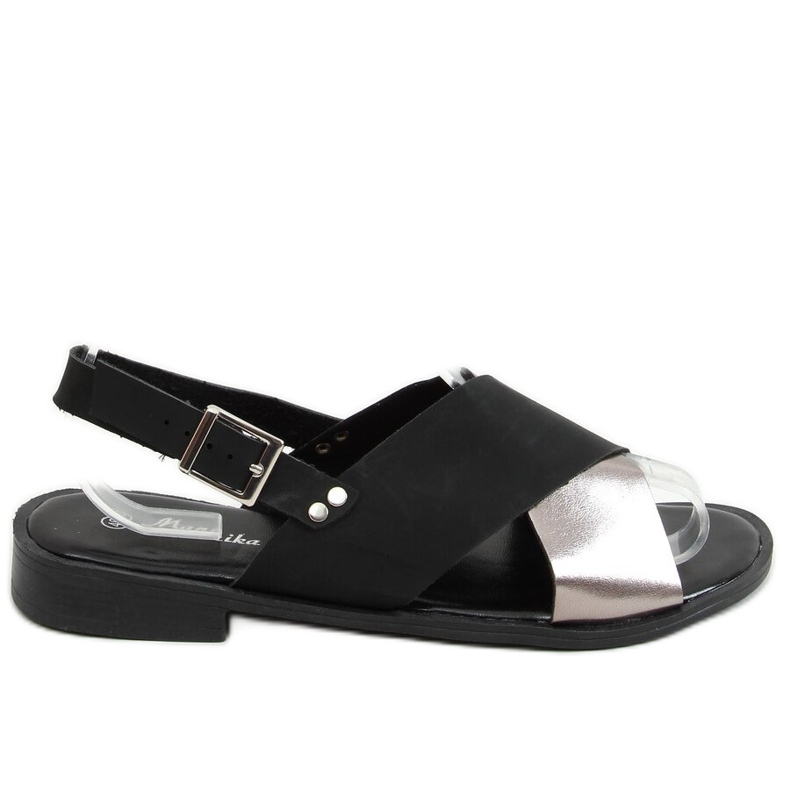 Sandales noires pour femmes S060117 Noir le noir argent