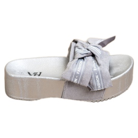 SHELOVET Pantoufles De Mode Avec Noeud argent gris