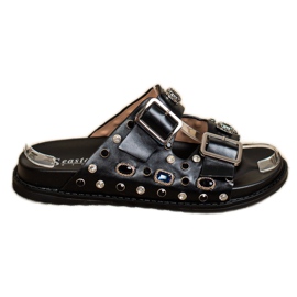 Seastar Pantoufles À La Mode Avec Des Cristaux le noir