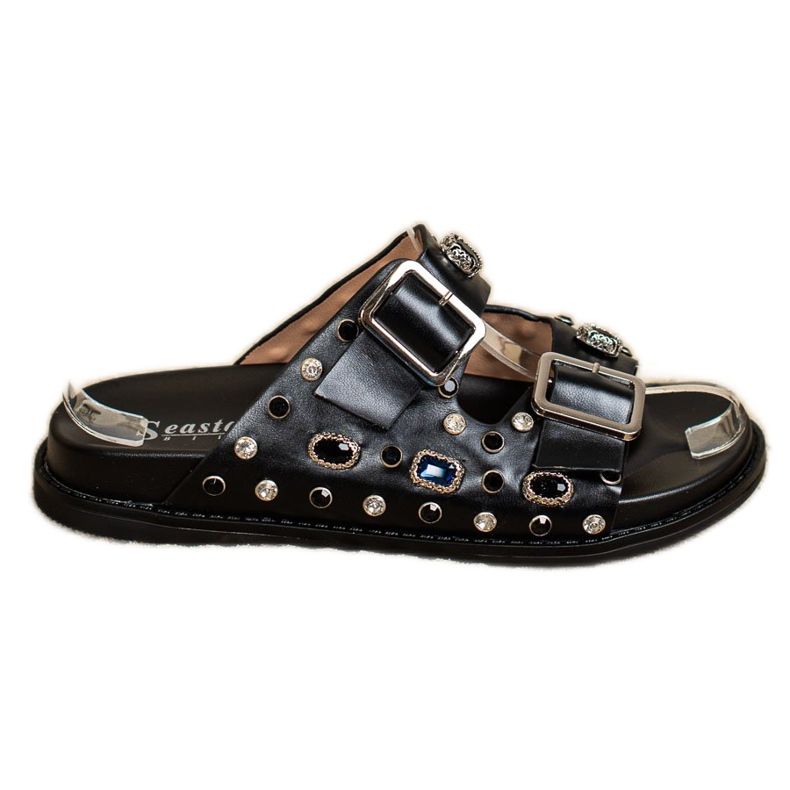 Seastar Pantoufles À La Mode Avec Des Cristaux le noir