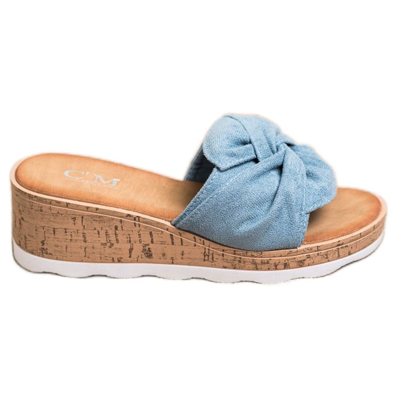 Cm Paris Sandales compensées en daim bleu