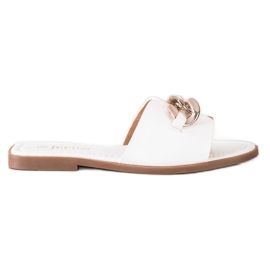 SHELOVET Chaussons avec ornement doré blanc