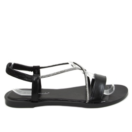 Sandales noires avec oxydes de zirconium 6793 Noir