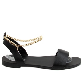 Sandales noires avec une chaîne HY23-11 Noir